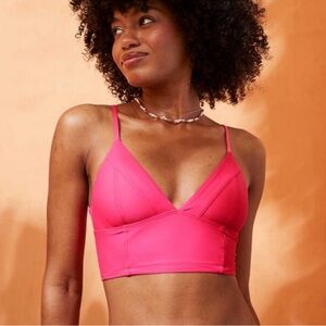 aerie Pink Longline Triangle bikini top
